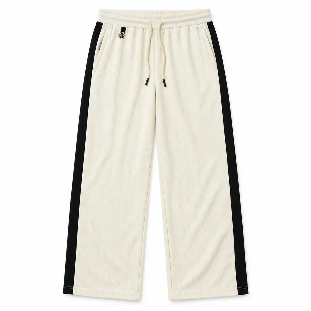 Textured Wide-Leg Track Pant – Off white
