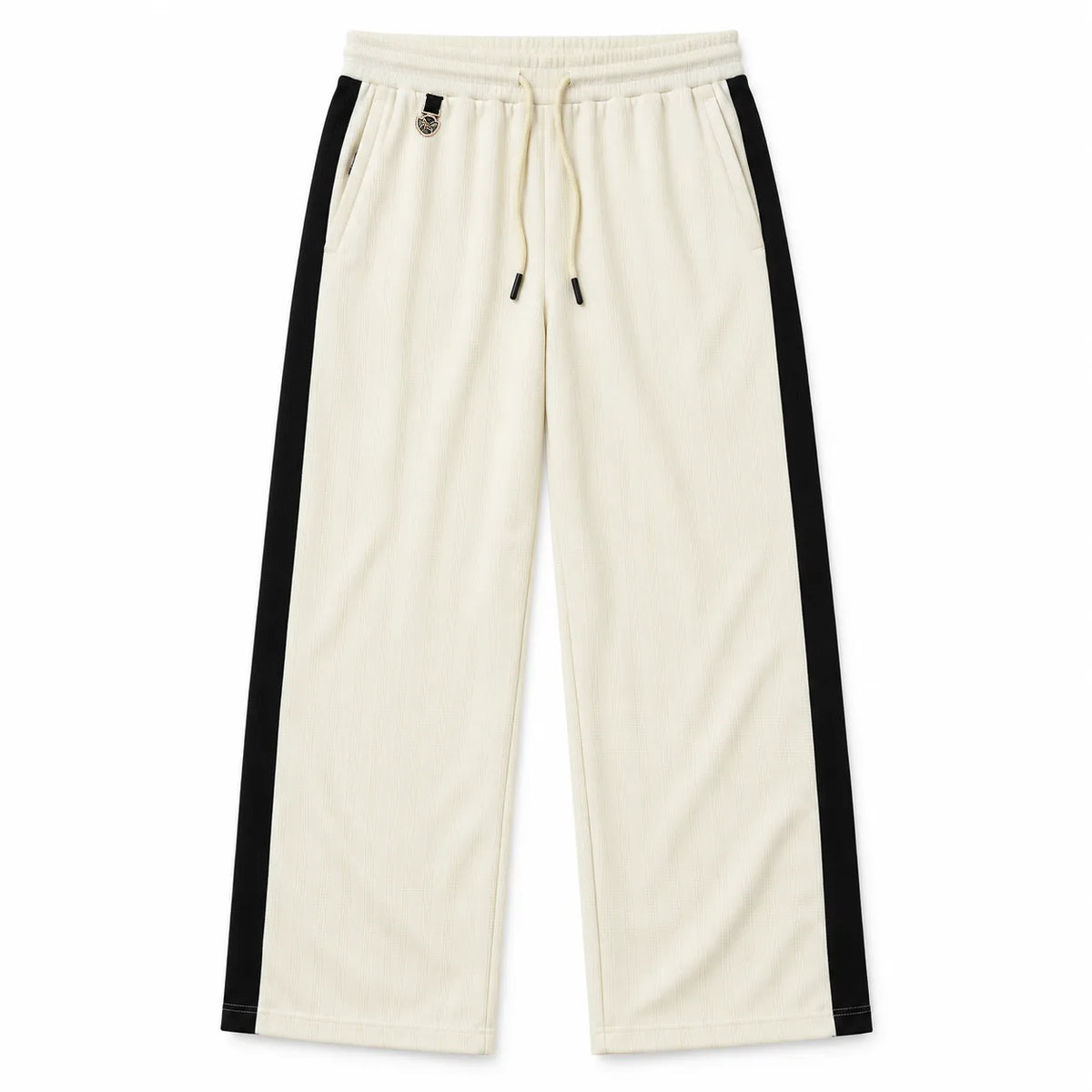 Textured Wide-Leg Track Pant – Off white
