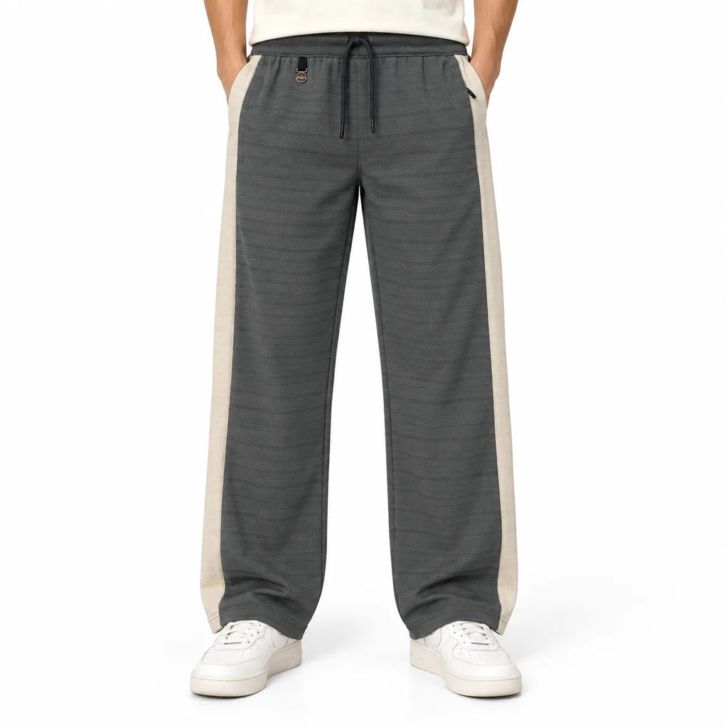 Textured Wide-Leg Track Pant – Grey