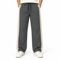 Textured Wide-Leg Track Pant – Grey