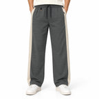 Textured Wide-Leg Track Pant – Grey