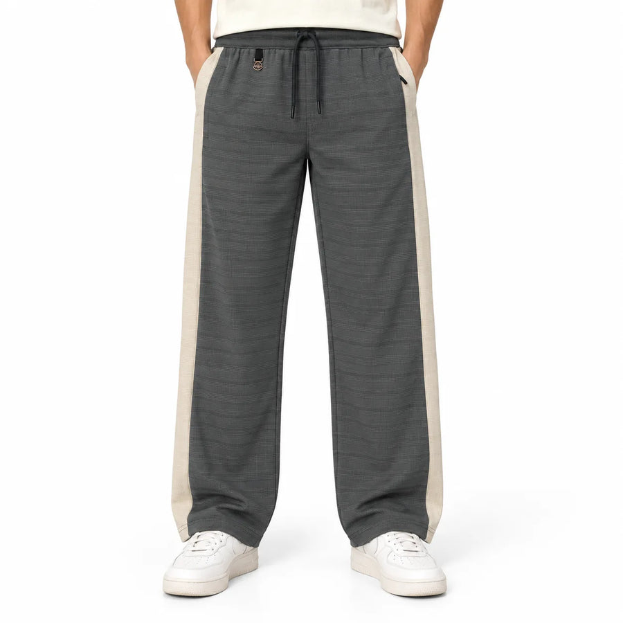 Textured Wide-Leg Track Pant – Grey