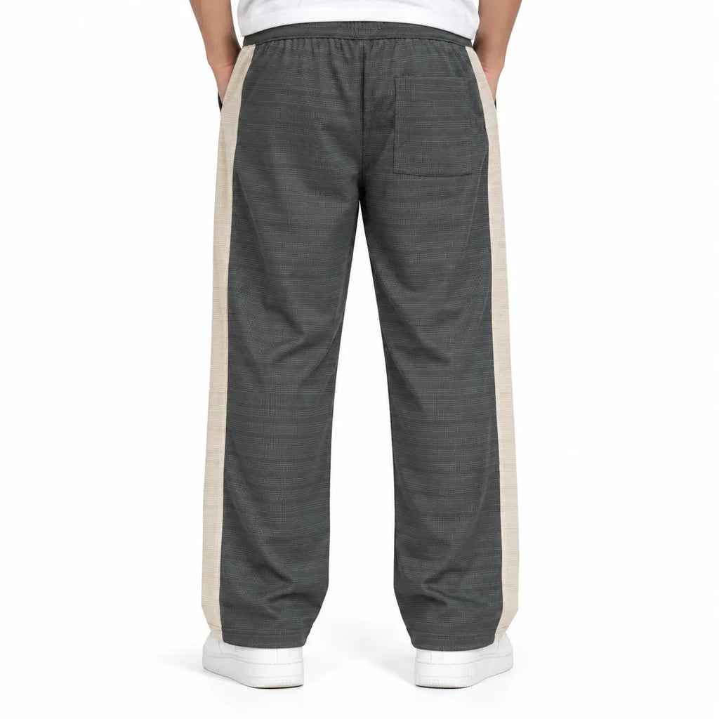 Textured Wide-Leg Track Pant – Grey