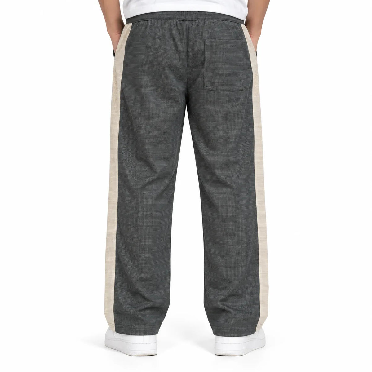 Textured Wide-Leg Track Pant – Grey