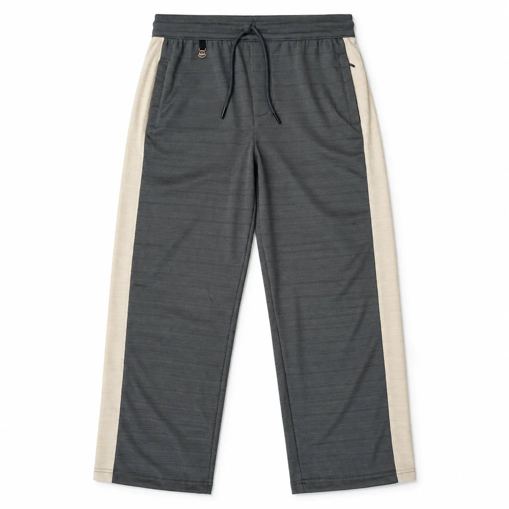 Textured Wide-Leg Track Pant – Grey