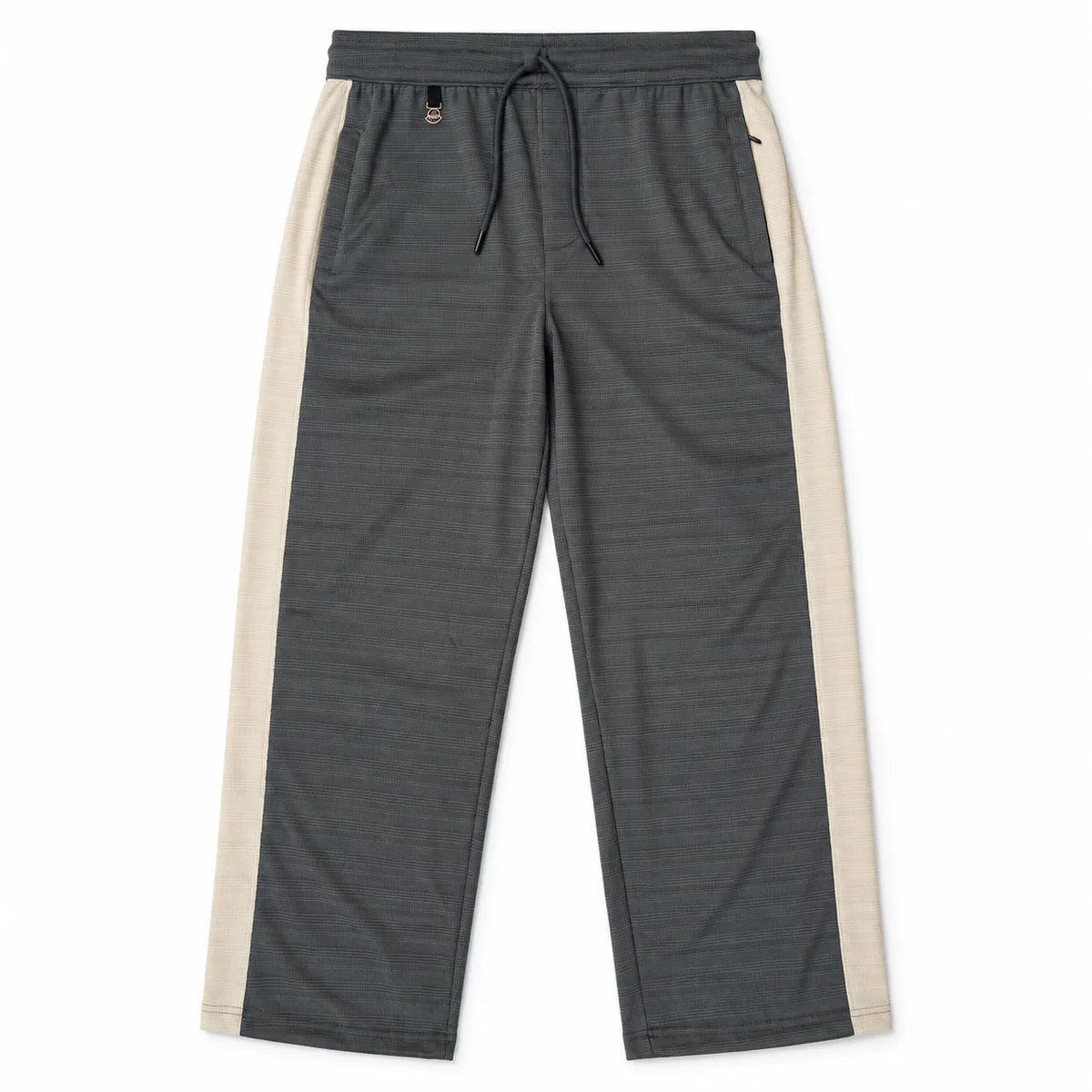 Textured Wide-Leg Track Pant – Grey