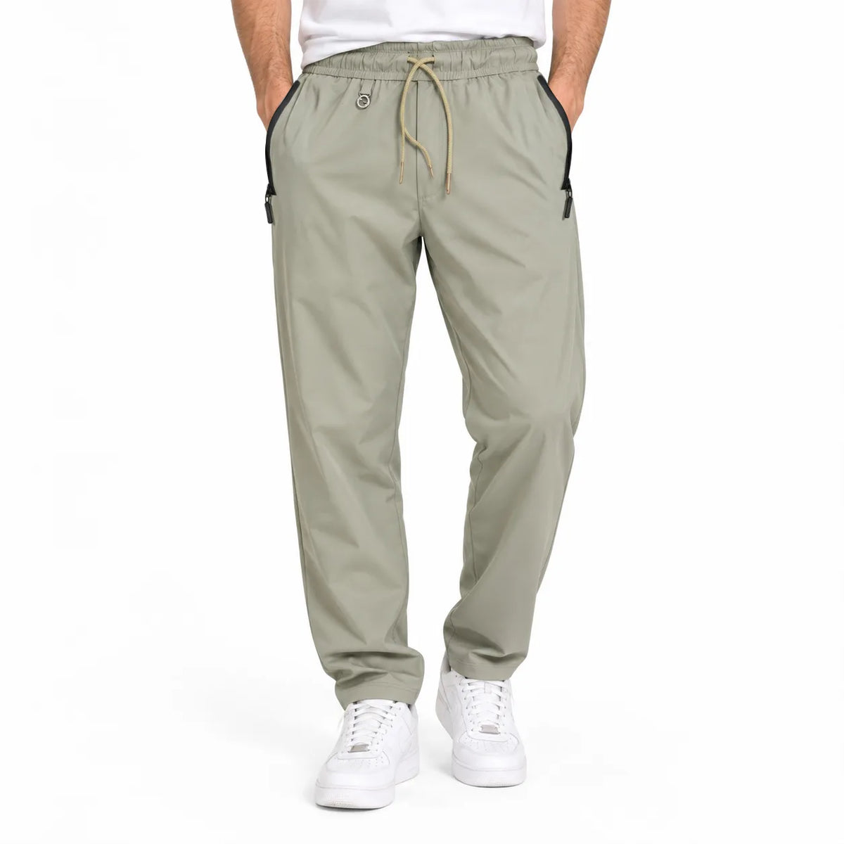 Unisex Lightweight Straight-Leg Track Pants – Sage Grey