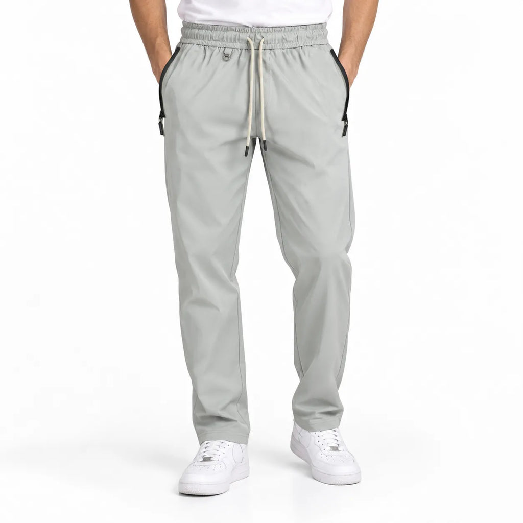Unisex Lightweight Straight-Leg Track Pants – Light Grey