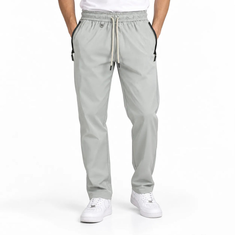 Unisex Lightweight Straight-Leg Track Pants – Light Grey