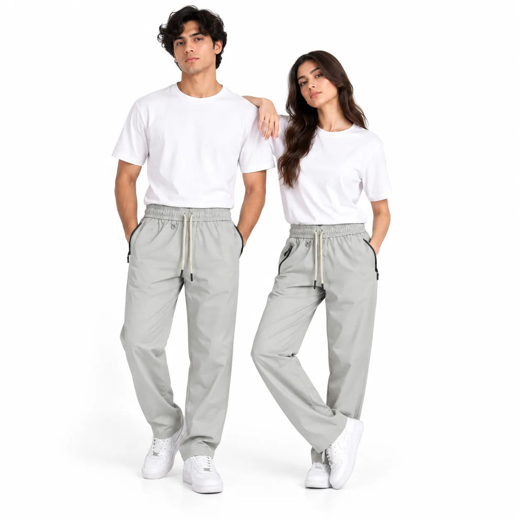 Unisex Lightweight Straight-Leg Track Pants – Light Grey
