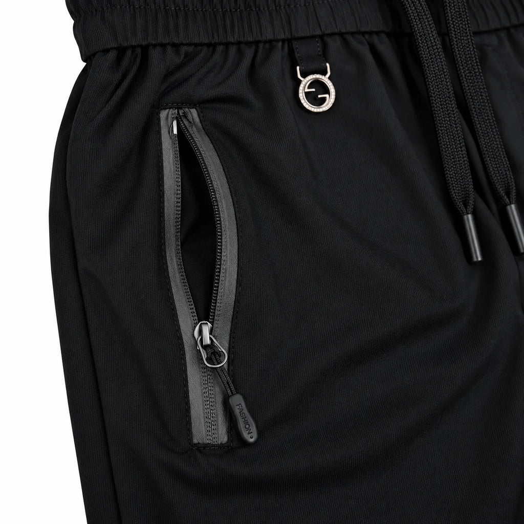 Unisex Lightweight Straight-Leg Track Pants – Black