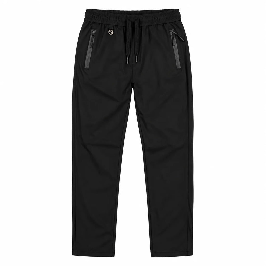 Unisex Lightweight Straight-Leg Track Pants – Black