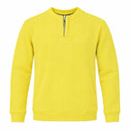 Sunshine Yellow Ribbed Quarter-Zip Polo Tee | Smart Fit