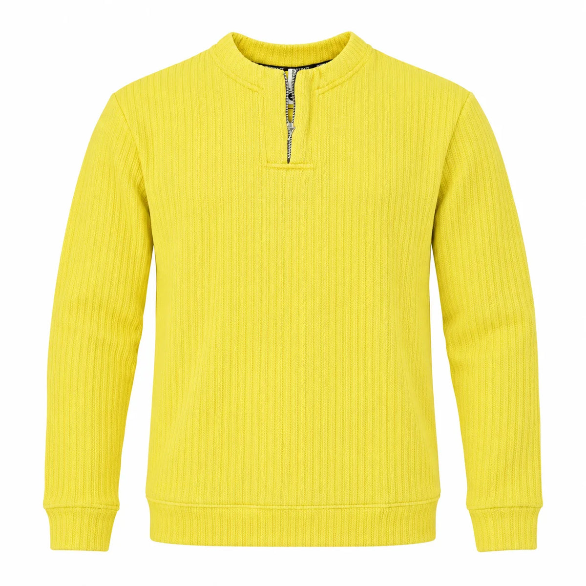 Sunshine Yellow Ribbed Quarter-Zip Polo Tee | Smart Fit