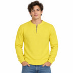 Sunshine Yellow Ribbed Quarter-Zip Polo Tee | Smart Fit