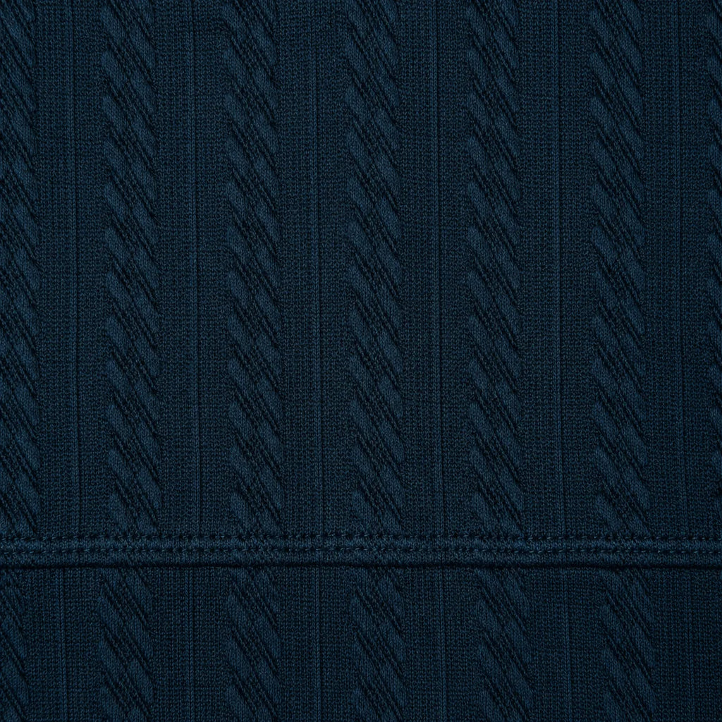 Navy Blue Ribbed Quarter-Zip Polo Tee | Smart Fit