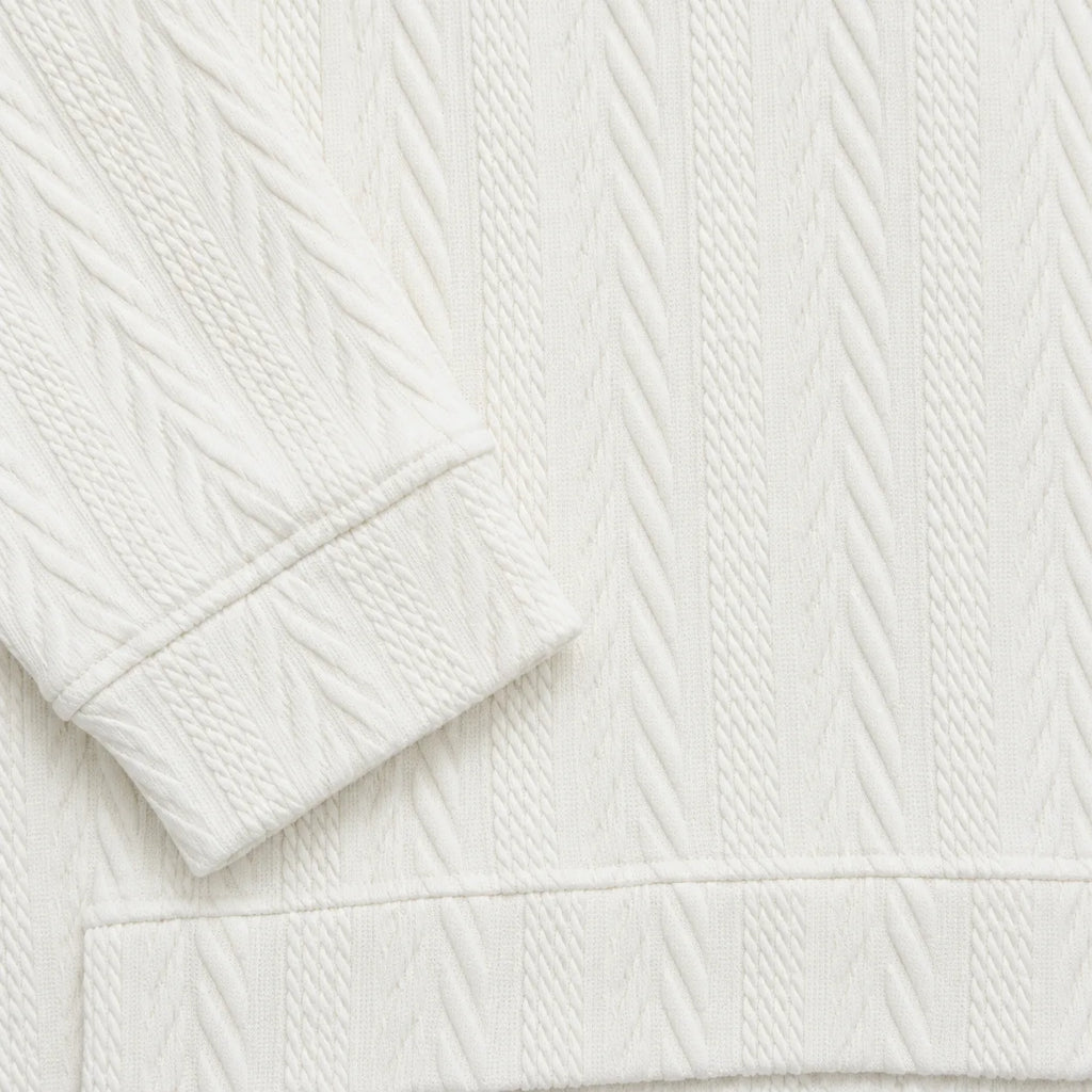Off White Cable-Jacquard Quarter-Zip Polo Tee | Relaxed Fit