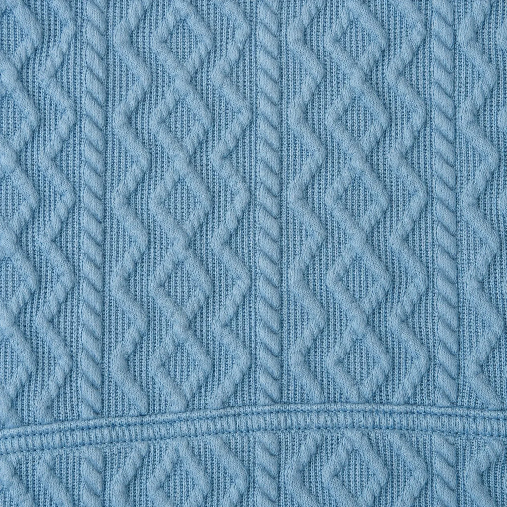 Sky Blue Cable-Jacquard Quarter-Zip Polo Tee | Relaxed Fit