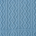 Sky Blue Cable-Jacquard Quarter-Zip Polo Tee | Relaxed Fit