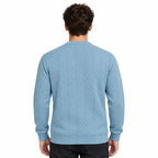 Sky Blue Cable-Jacquard Quarter-Zip Polo Tee | Relaxed Fit