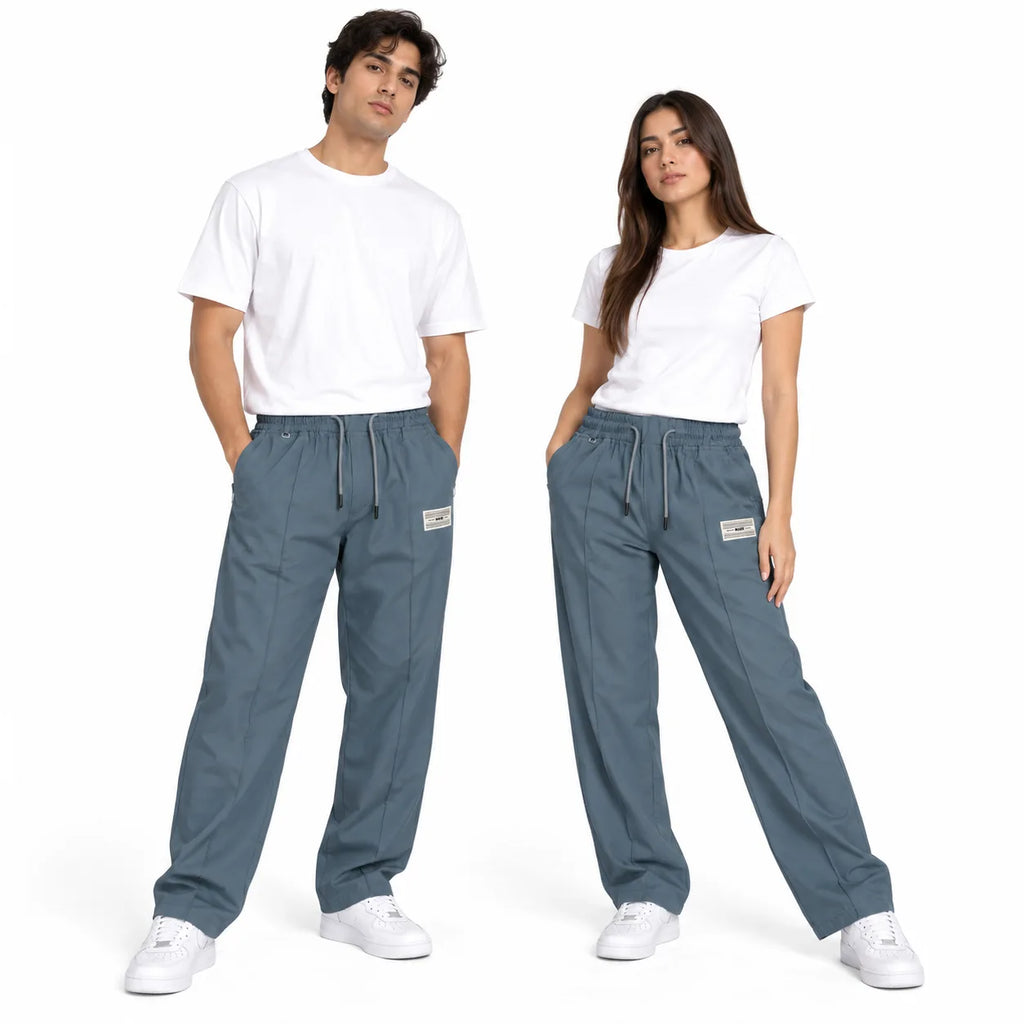 Men’s Relaxed Straight-Leg Track Pants – Slate Blue