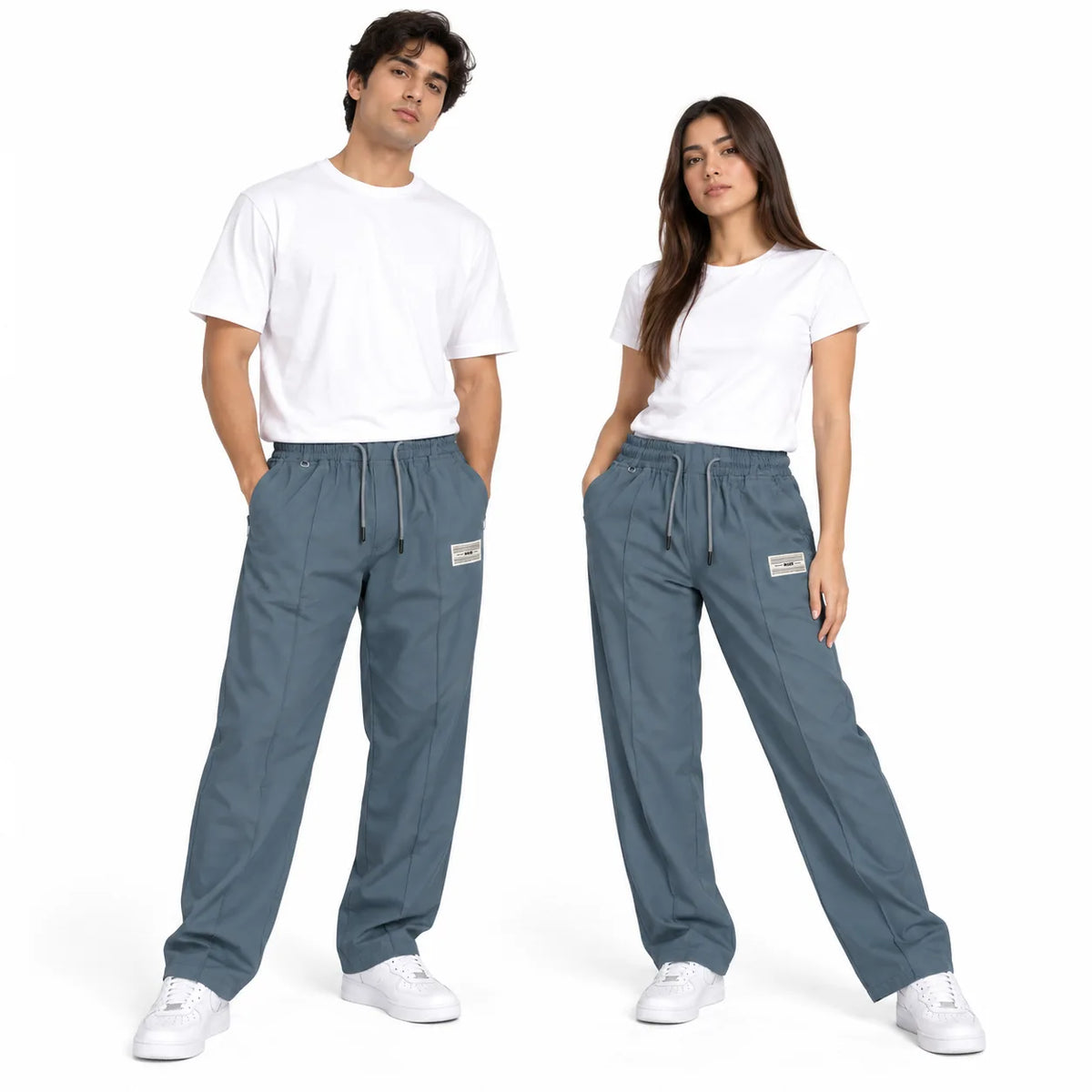 Men’s Relaxed Straight-Leg Track Pants – Slate Blue
