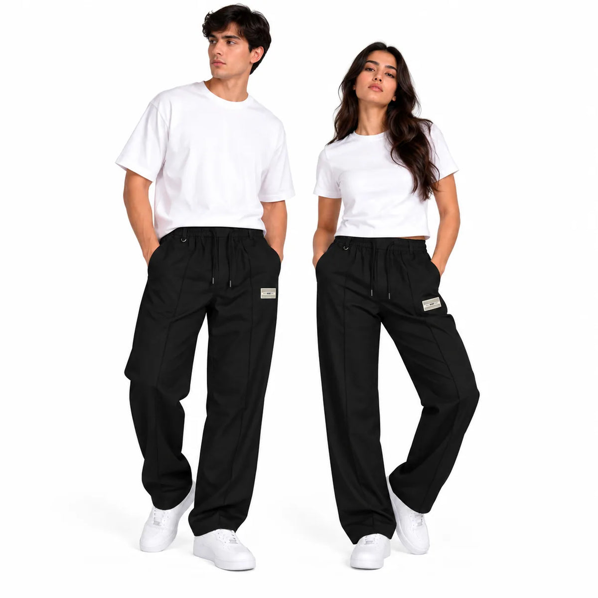 Men’s Relaxed Straight-Leg Track Pants – Black