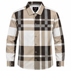 Unisex Oversized Tartan Check Full-Sleeve Shirt – Mocha Beige