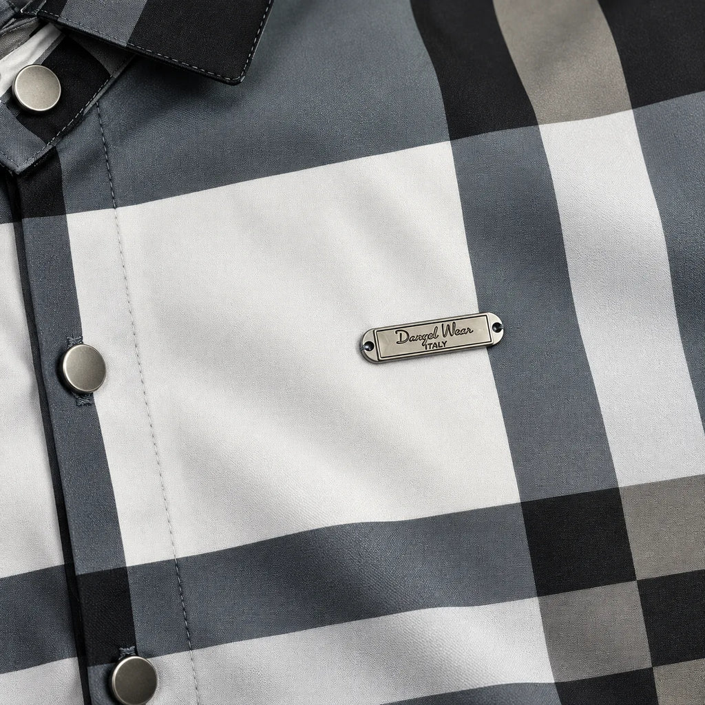 Unisex Oversized Tartan Check Full-Sleeve Shirt – Charcoal Grey