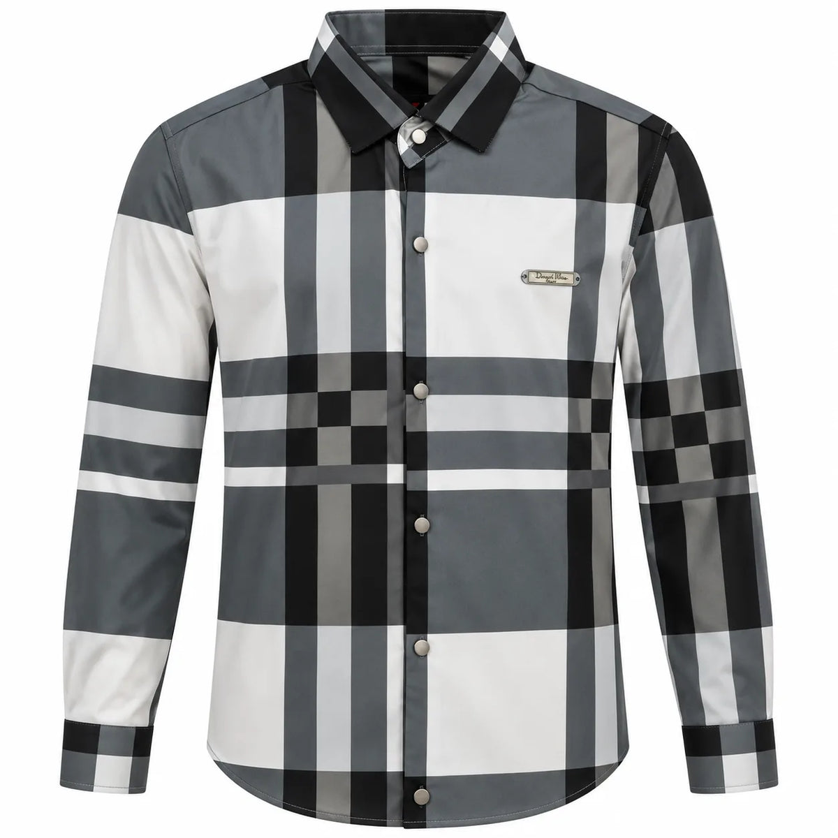 Unisex Oversized Tartan Check Full-Sleeve Shirt – Charcoal Grey