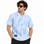 White Brush Stroke Polo Shirt - Printed Polo