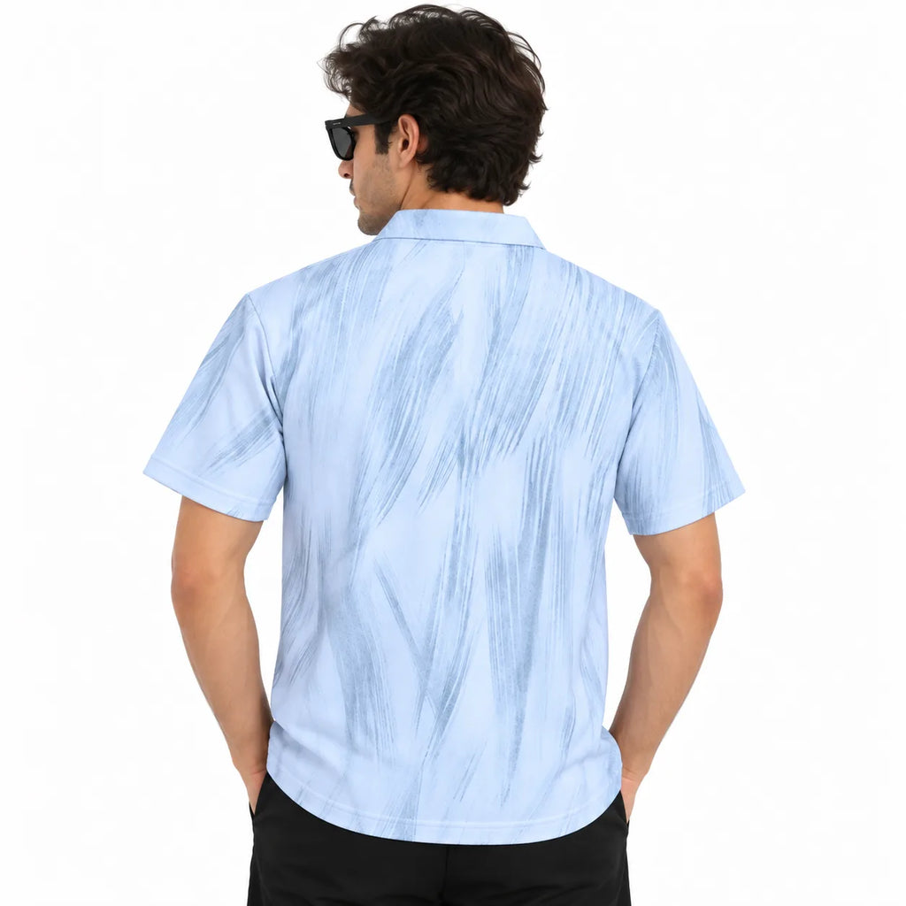 White Brush Stroke Polo Shirt - Printed Polo