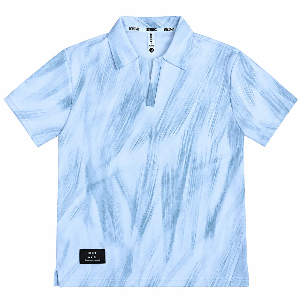 White Brush Stroke Polo Shirt - Printed Polo