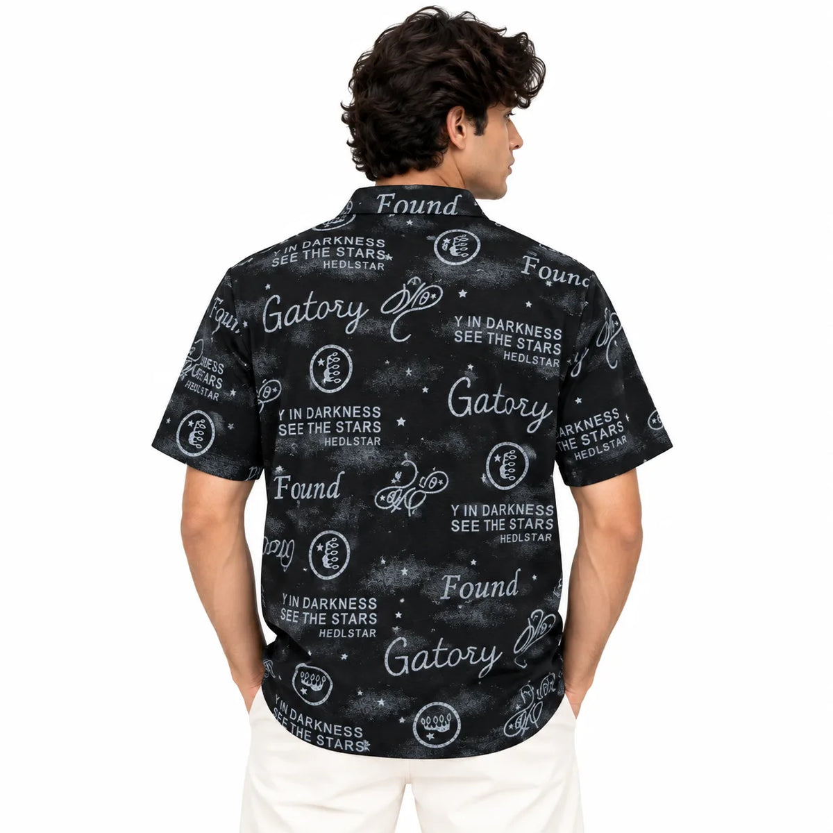 Black Typography Print Polo Shirt | Graphic Polo