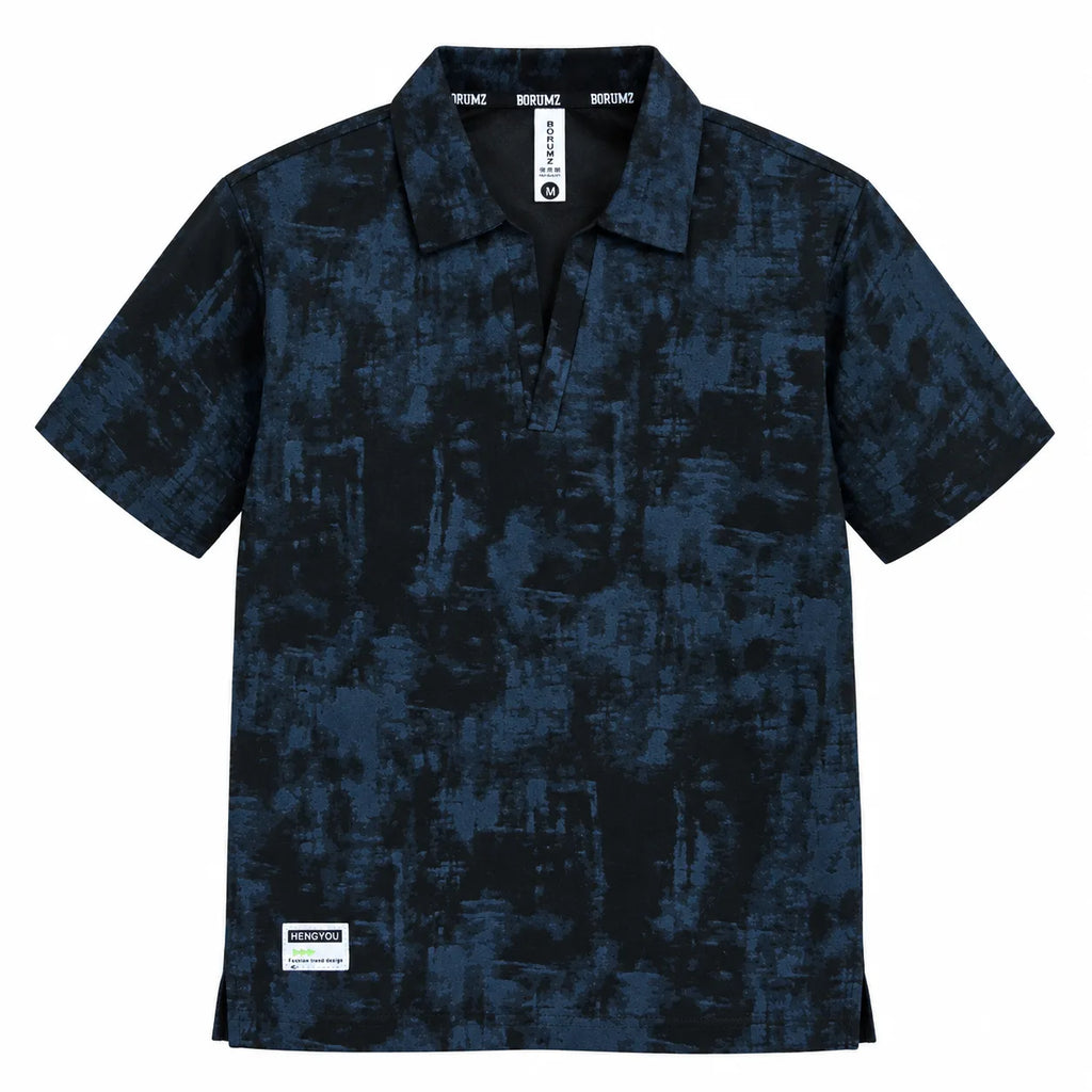 Washed Black Textured Polo Shirt - Polo