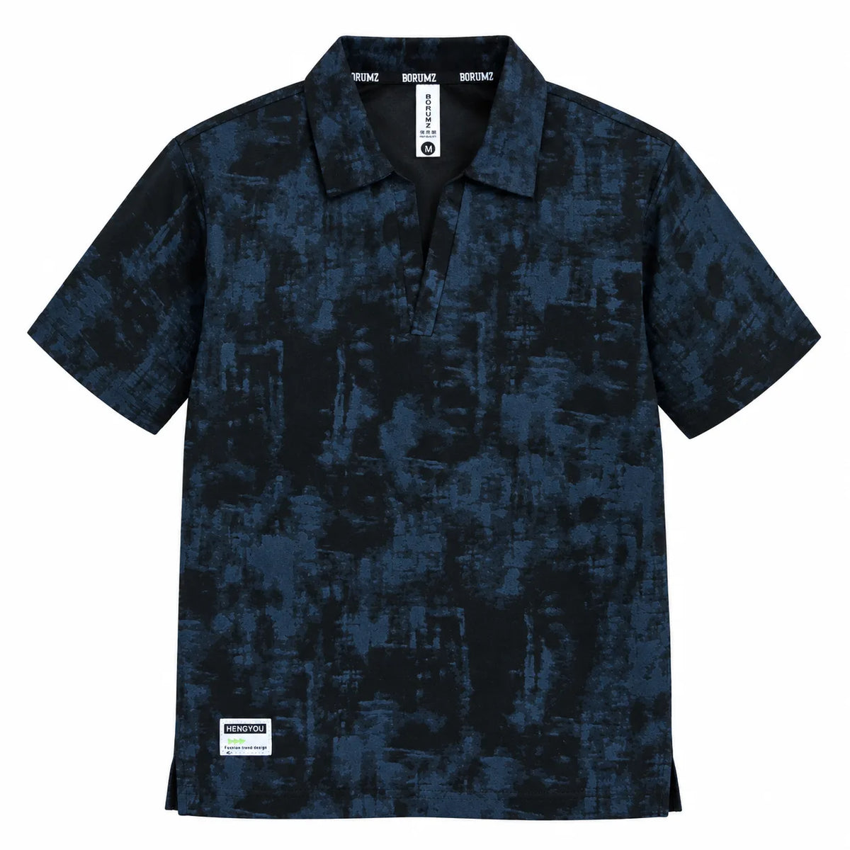 Washed Black Textured Polo Shirt - Polo
