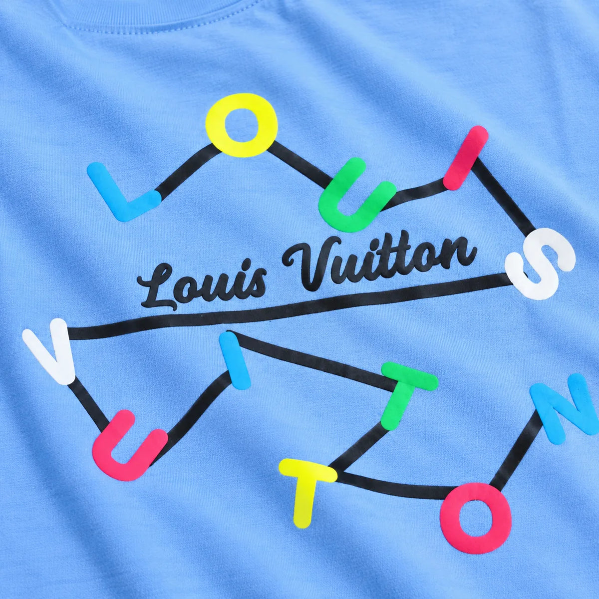 Regular Fit Abstract Typography Graphic T-Shirt _ Sky Blue
