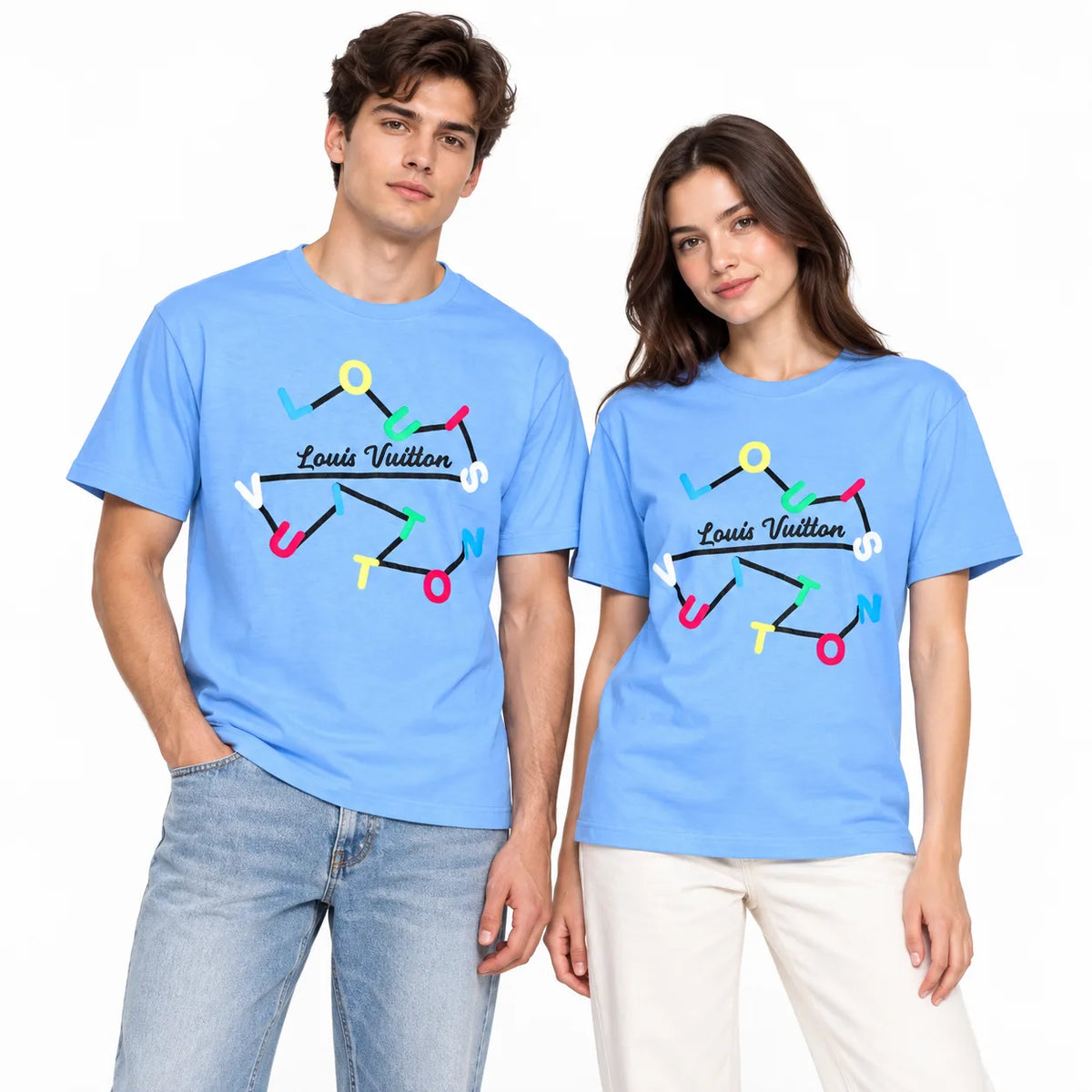 Regular Fit Abstract Typography Graphic T-Shirt _ Sky Blue