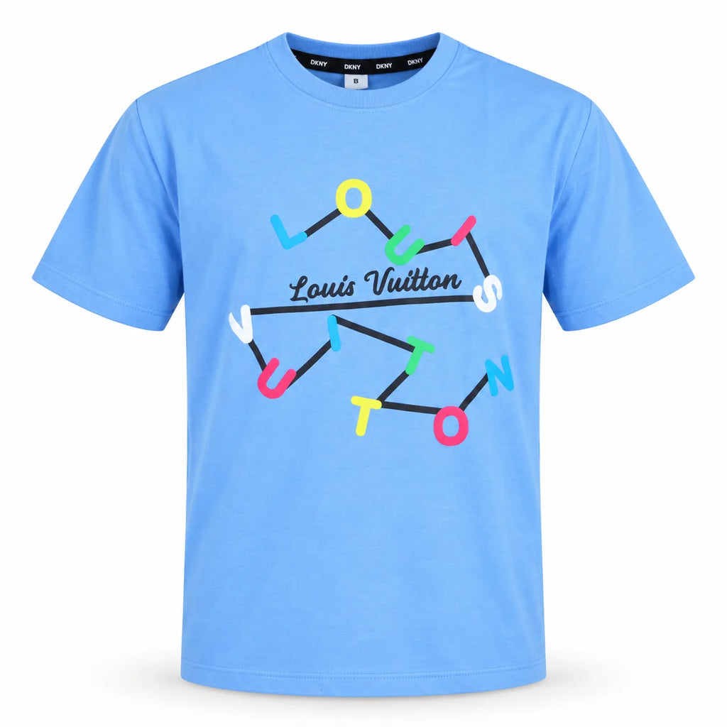 Regular Fit Abstract Typography Graphic T-Shirt _ Sky Blue