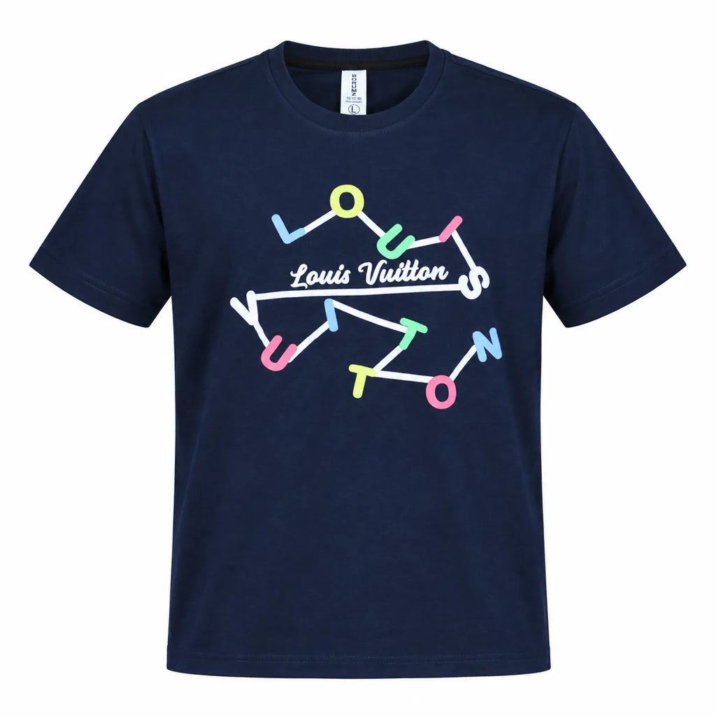Regular Fit Abstract Typography Graphic T-Shirt _ Navy