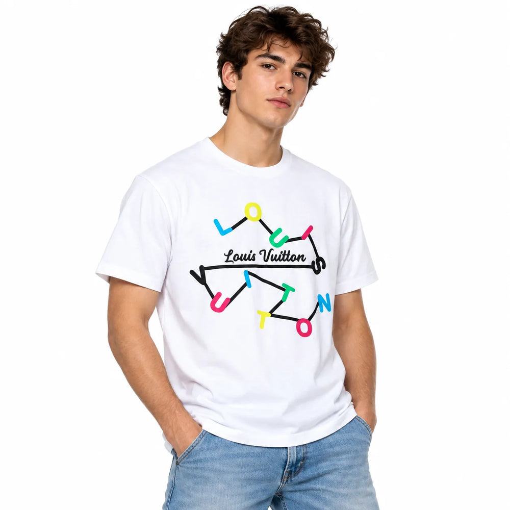 Regular Fit Abstract Typography Graphic T-Shirt _ White