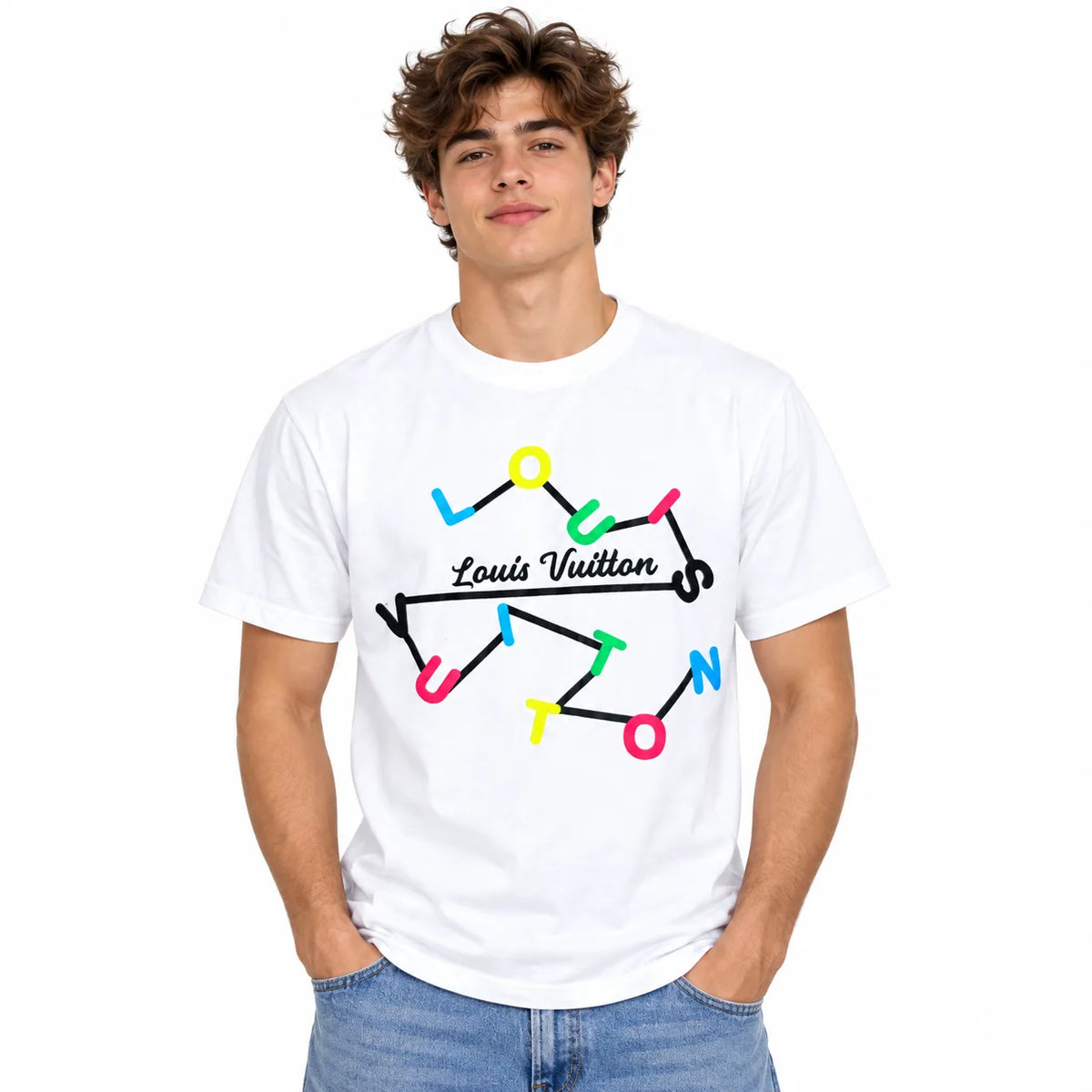 Regular Fit Abstract Typography Graphic T-Shirt _ White