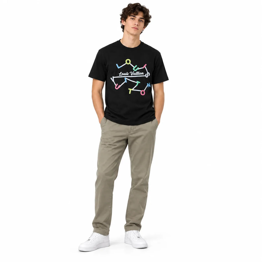 Regular Fit Abstract Typography Graphic T-Shirt _ Black