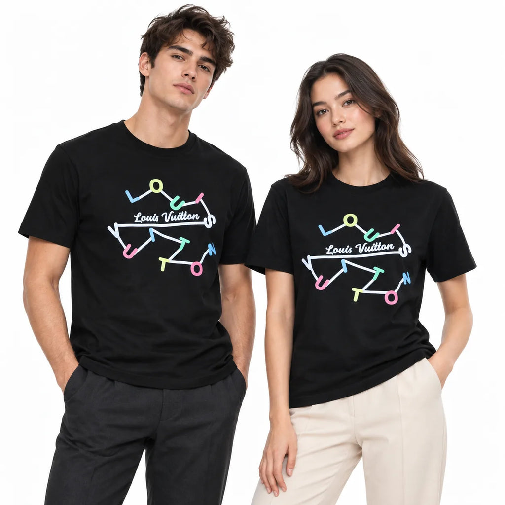 Regular Fit Abstract Typography Graphic T-Shirt _ Black