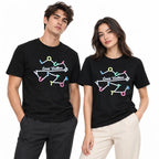 Regular Fit Abstract Typography Graphic T-Shirt _ Black