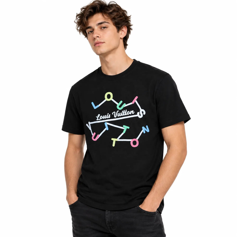 Regular Fit Abstract Typography Graphic T-Shirt _ Black