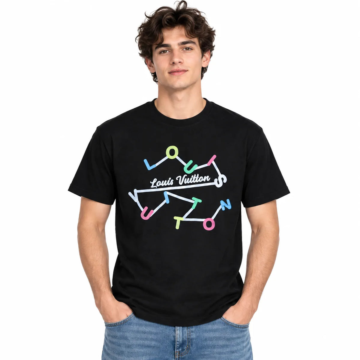 Regular Fit Abstract Typography Graphic T-Shirt _ Black