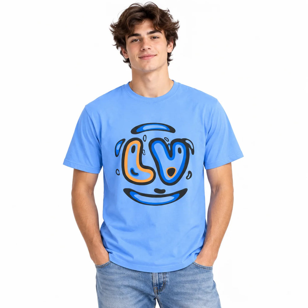 Love Smile Graphic T-Shirt - Sky Blue