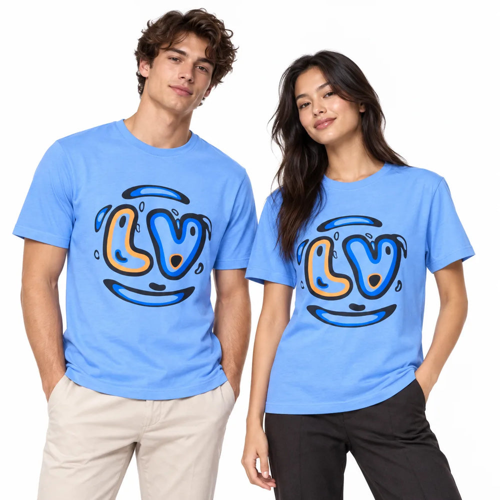 Love Smile Graphic T-Shirt - Sky Blue