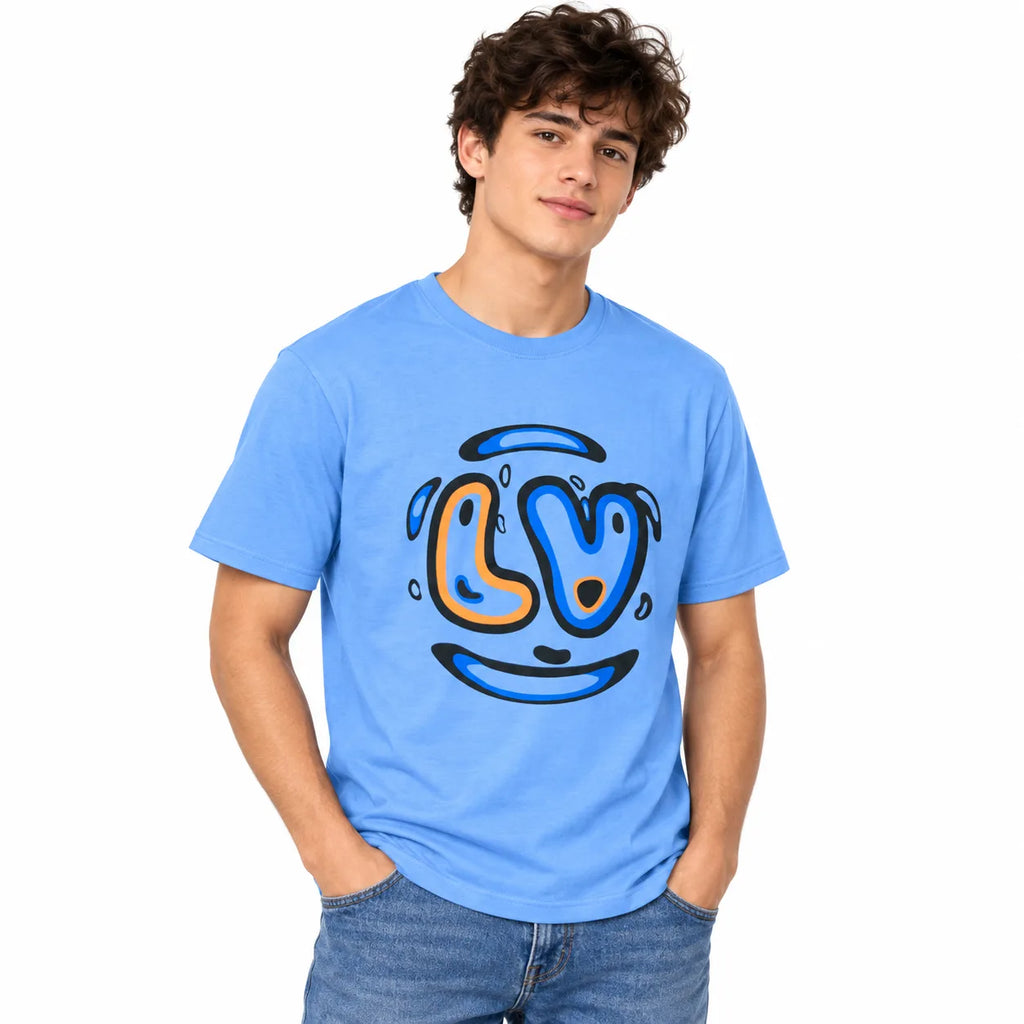 Love Smile Graphic T-Shirt - Sky Blue